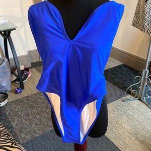 Plunge neckline high thigh low back sexy swim suit